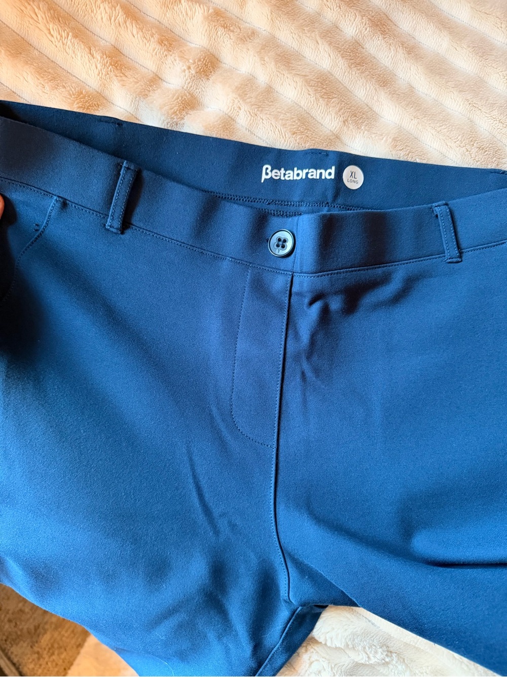 Betabrand Pants Womens XL Long Navy Straight Stretch Pull On 34” Inseam New